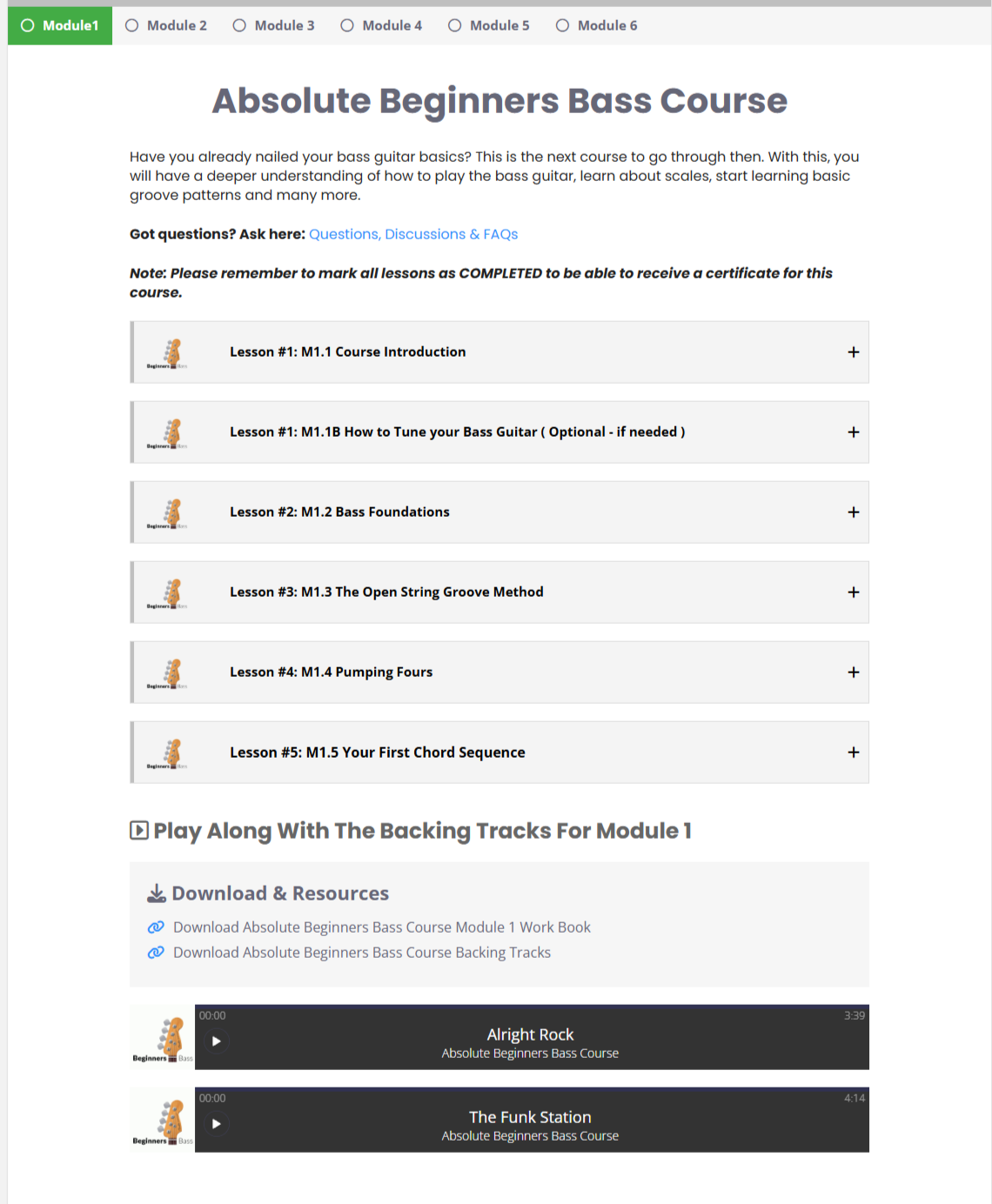 Absolute Beginners Bass Course