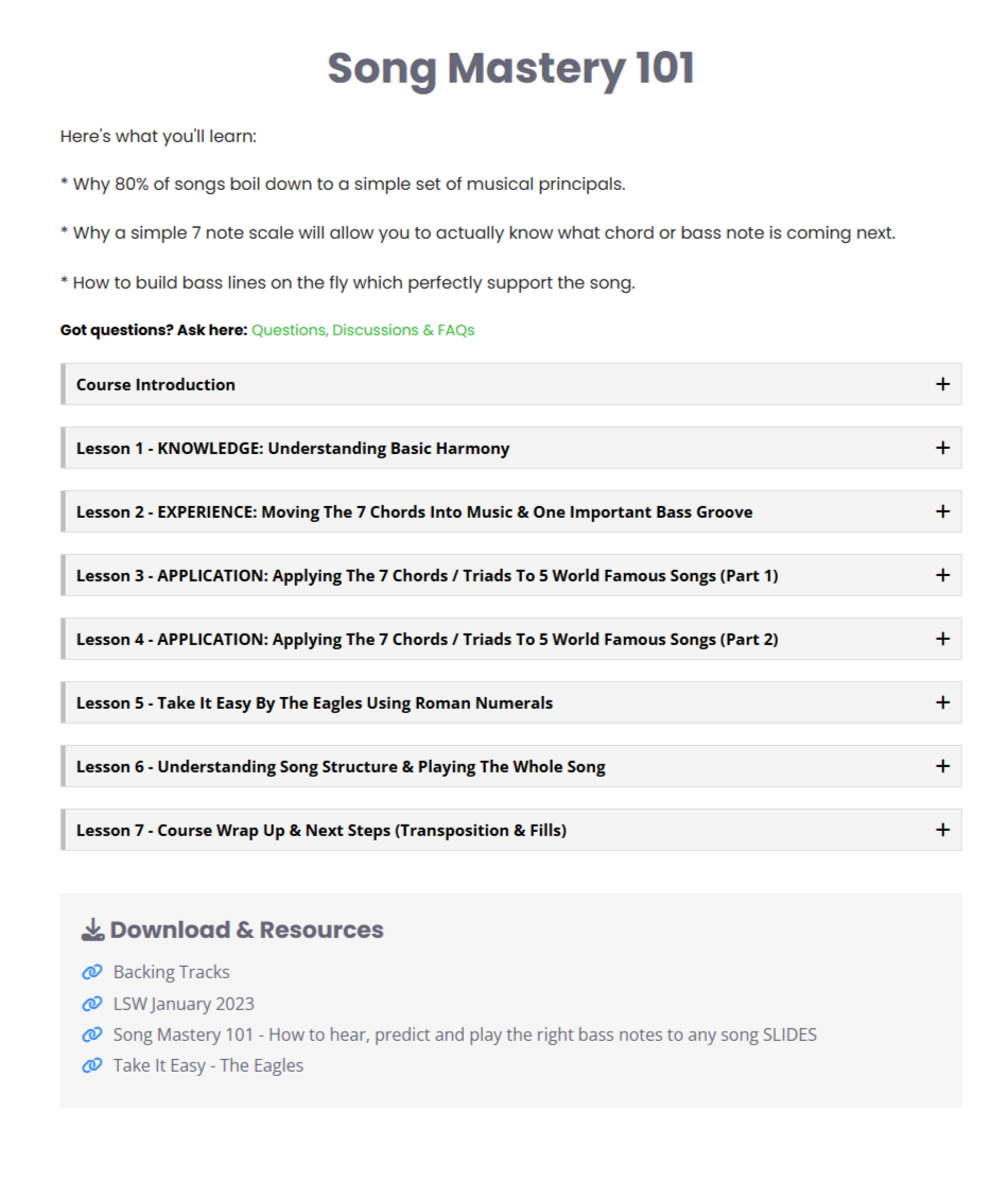 Song Mastery 101 Course