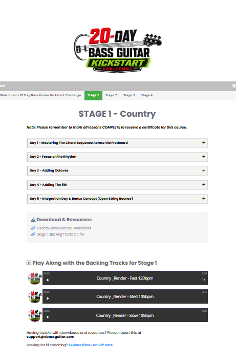 20 Day Bass Guitar Kickstart Challenge