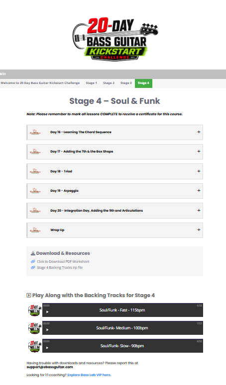 20 Day Bass Guitar Kickstart Challenge