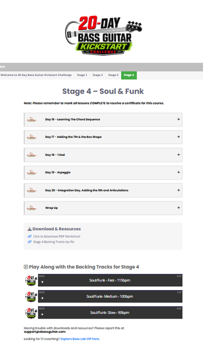 20 Day Bass Guitar Kickstart Challenge