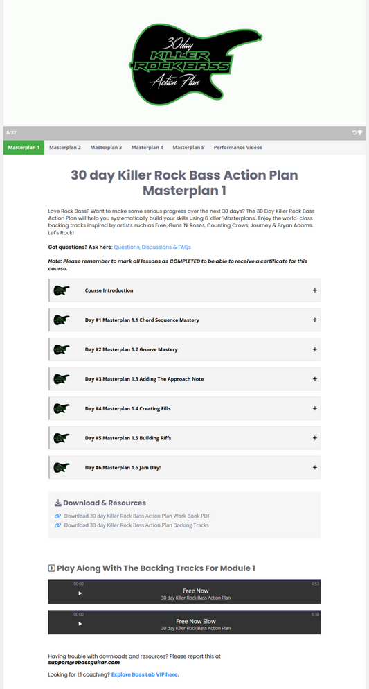 30 day Killer Rock Bass Action Plan